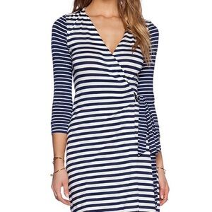 Navy and White Striped Wrap Dress
